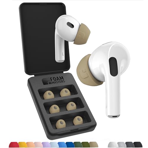 Foam Masters Memory-Schaumstoff-Ohrstöpsel für AirPods Pro 1. und 2. Generation, 3 Paar, Black Magic-Version 6.0, bequem, sicher, verbesserte Geräusch