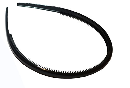 Parcelona French Thin Set of 2 Tortoise Shell Brown and Black Comb Hair Headbands with Inner Teeth Nibs