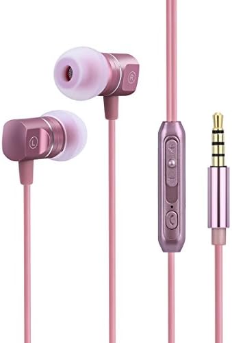 Earbuds In Ear Headphones Earphones Metal Noise Isolatingfor iPhone iPad iPod Android Smartphones Tablets Laptop Mac Computer MP3/4 Mic Controller Rose Gold Headset Built-in Mic 3.5mm