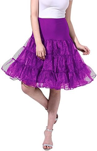 Poplarboy Women's Vintage Rockabilly Petticoat Skirt Tull 1950s Underskirt Size L-XL Purple