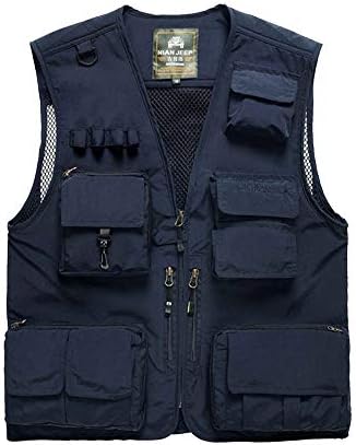 Multi-Pocket Utility Vest Waistcoat Gilet Mesh Breathable Outdoor Photography Fishing for Men