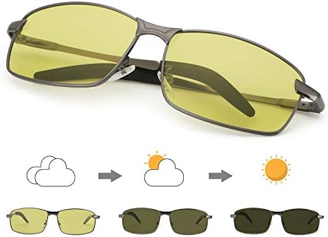 Night Vision Glasses for Driving Yellow Photochromic for Men HD Polarized with 100% UVA&UVB Protection