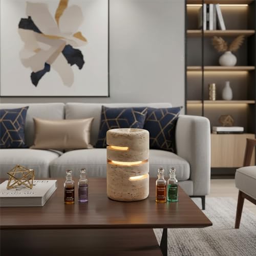 Natural Travertine Marble Table Lamp - Travertine Night Light Handmade Decorative Lamp with Home Decor Type C for Bedroom, Office, Living Room or Bedside