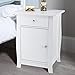 Bonnlo White Nightstand, Small Nightstand with Drawer and Door Cabinet, Wood Nightstand with Storage Organizer, Bedside Table with Drawers, Bedroom Nightstand, End Tables Living Room, Kids' Room, Dorm