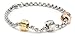 Ladies Stainless Steel Tricolor Charm Bracelet with Crystals with 18kt Gold Plating, 18kt Rose Gold Plating