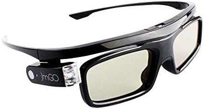 JmGO Rechargeable Active 3D Shutter Glasses - Only Support JMGO DLP-Link 3D Projectors Laser TV, 34.5 Grams of Weight Fashion Design 3D Glasses, Charge Once can Last 40hr(Black)
