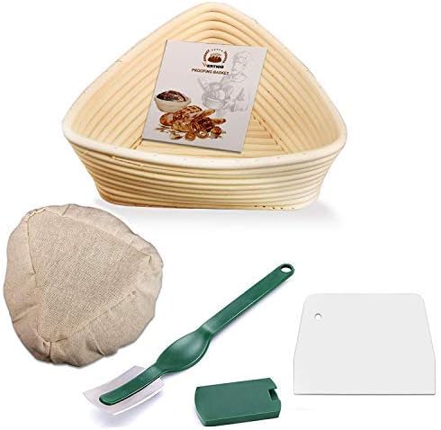 Proofing Basket,WERTIOO Bread Proofing Basket + Bread Lame +Dough Scraper+ Linen Liner Cloth for Professional & Home Bakers (8.3)