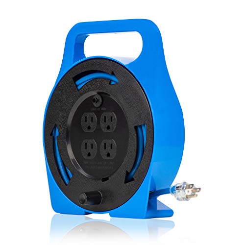 CopperPeak 25 ft Portable Extension Cord Reel Manual Hand Wind