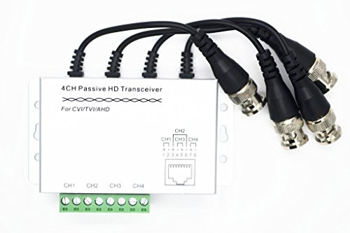 OdiySurveil(TM) 4-CH 720P/1080P HD Passive Video Balun CCTV Camera Transceiver,BNC to Cat5e RJ45 UTP Cable Converter(Aluminium Alloy Shell)