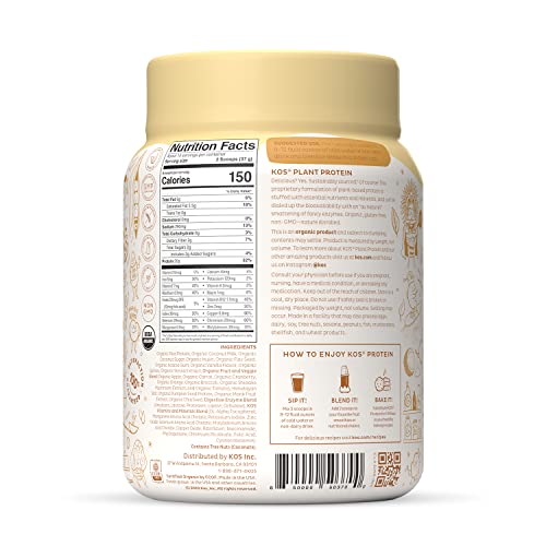 KOS Vegan Protein Powder Erythritol Free, Vanilla USDA Organic Pea