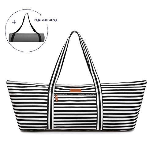 ELENTURE Extra Large Yoga Mat Tote Bag, Yoga Carrier Sling Bag with Multi-Functional Storage Pockets for Sports Gym Pilates (with Yoga Mat Carrying Strap)