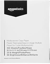 Papel de impresora de copia multipropósito AmazonBasics - 96 blanco brillante, 8.5 x 11 pulgadas, 1 resma (500 hojas)
