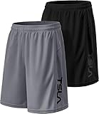 TSLA Men's (Pack of 2) Mesh Lightweight Workout Shorts HyperDri Performance w Pockets MBH22