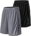 TSLA Men's (Pack of 2) Mesh Lightweight Workout Shorts HyperDri Performance w Pockets MBH22