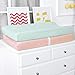 Designthology (U.S.) Changing Pad Cover Set 100% Cotton Muslin 2 Pack, Peachy Pink & Lt Green - Soft & Breathable for Boys and Girls