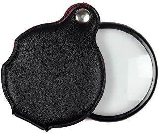 TENCHOE 5X Portable Folding Foldable Magnifier Magnifying Lens Pockets Size With Rotating Protective Case