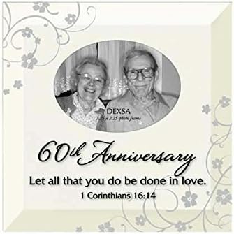 Dexsa 60th Anniversary Beveled Glass Photo Frame with Easel