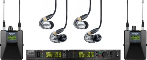 Shure Dual-Channel Personal Monitoring System - PSM®1000 Wireless System with(2) Bodypack Receivers and (2) SE425-CL Sound Isolating Earphones
