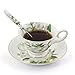 Porcelain Tea Cup and Saucer Coffee Cup Set White color with Saucer and Spoon 8 oz Set of 4 (Magnolia Grandiflora)