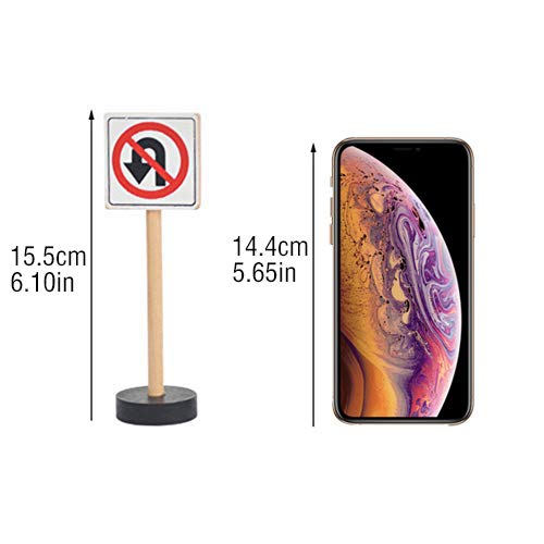 image for wonuu 15 Piece Wooden Street Signs Playset, Wood Traffic Signs Perfect