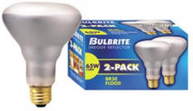 Bulbrite 65BR30FL3/2P Dimmable Indoor Reflector Flood BR30 Incandescent Light Bulb, 65W/2-Pack, 2