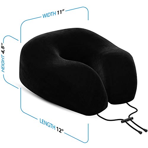 Everlasting Comfort Memory Foam Travel Pillow Includes Eye Masks and