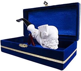 Abraham Lincoln Type - Hand Carved Turkish Meerschaum Pipe - Unique Design - Comes with a Special Box Covered by Velvet