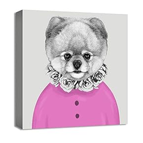 Canvas Wall Art Animal in Home Dress Painting Artwork for Home Prints Framed - 12x12 inches
