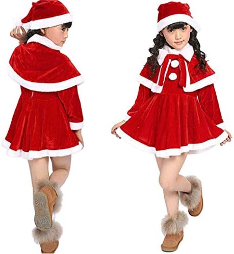Girls Mrs Claus Costume Santas Little Helper Kids Miss Christmas Dress Outfit