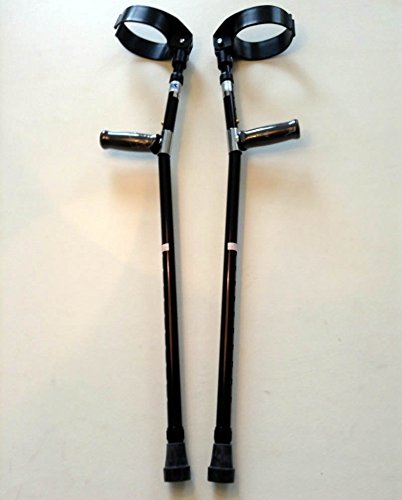 Walking Lightweight Adjustable Forearm Crutches Size M (Pair) (Black)