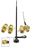 Universal Kit Dual Band Wi-Fi 9dbi Extension Long Range Omni Directional 2.4/5Ghz Antenna RP-SMA Male Connector on Magnet Base with Connectors and Extenders