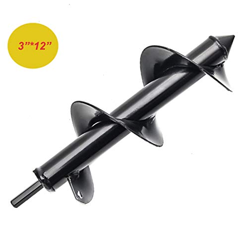 Auger Drill Bit,Sowereap Garden Plant Flower Bulb Auger (3 x 12inch) Rapid Planting Drill Bit-Post or Umbrella Hole Digger for 3/8"Hex Drive Drill