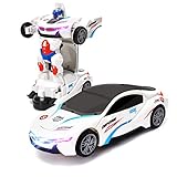 WonderPlay Transforming Car Toy 2 in 1 Truck Realistic Robot for Kids, Bump and Go Action, Realistic Engine Sounds and Colorful Lights Toy Vehicles