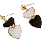 Dainty Heart Earrings for Women Multicolor Enamel Double Heart Earrings Crystal Heart Lovely Earrings Valentines Day Earrings for Gifts