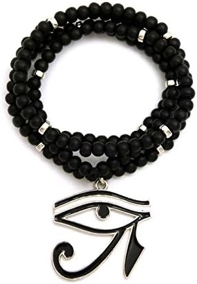 Crescendo SJ INCNew Egyptian Eye of RA Pendant & 6mm/30 Wooden Chain Hip HOP Necklaces RC2738