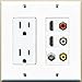 RiteAV - 2 x 15 Amp 125V Power Outlet 3 x RCA - 2 X HDMI and 1 x Coax Cable TV Port Wall Plate White