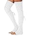 Leg Warmer, L&ZZ Women Thigh High Tie Cable Knit Crochet Long Boot Socks (One Size, White)