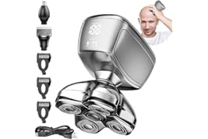 5D Head Shavers for Bald Men - 6 in 1 kensen Upgraded Magnetic Head Body Shaver for Mens, Wet/Dry Bald Head Shavers for Men IPX6 Waterproof LED Display with USB-C Charge Head Razors for Bald Mens Gift