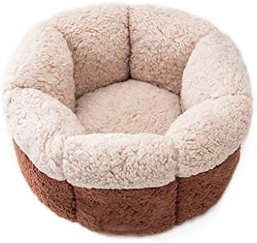 Soft Brown Cloud Pet Nest Four Seasons Universal Semi-closed Small Velvet Dog Cat Litter Bed House Warm HAODAMAI (Size : S(8 kg of pets))