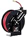 REELWORKS Air-Hose-Reel Retractable 3/8" Inch x 50' Feet Long Premium Commercial Flex Hybrid Polymer Hose Max 300 PSI Compressor Polypropylene Drum Construction Heavy Duty Industrial Spring primary