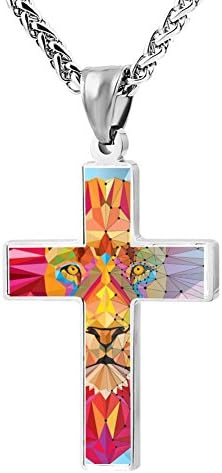 Polygonal Diamonds Tiger Patriotic Cross Religious Lord's Prayer Jewelry Pendant Necklace