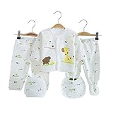 5pcs Newborn Baby Boy Girl Clothes Sets Unisex Infant Outfits with Animals (Yellow)
