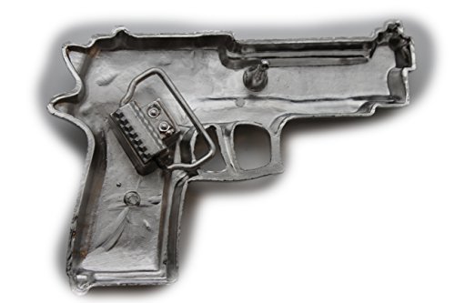 TFJ Men Hip Hop Fashion Belt Buckle Gun Pistol Handgun Iced Out Silver Color