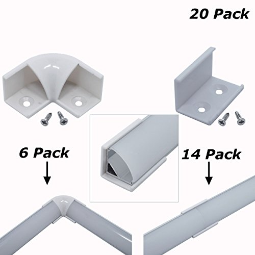 Litever 90 Degrees Corner Connectors, ONLY for Litever Slim V Shape LED Strip Aluminum Channels, Screws Included, LL-016-90D