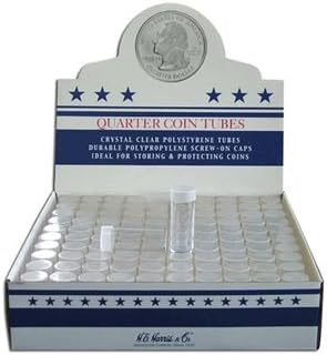 100 Round Quarter Coin Tubes Round Quarter New Crystal Clear Polystyrene - Box 100