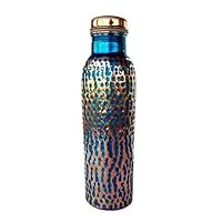 Rastogi Handicrafts Pure copper Hand hammered New Creation textured capacity 33oz / 950 ml for drinking water storage/yoga bottle