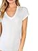 MAKEMECHIC Women's Short Sleeve Tops Basic V-Neck Leotard Bodysuit Lingerie White L