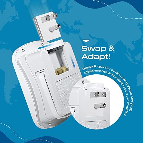 Ceptics 35W Universal Travel Adapter Kit – 2 USA sockets, USB-A, USBC, 1x PD 35W USB-C and USBC Cable, Surge Protected, Plugs for EU, UK, China, AU, Japan - for Laptop, Phone, Camera-ETL Tested