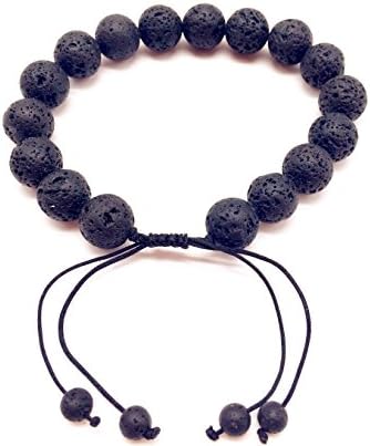 Guaishou 12mm Men Healing Energy Chakras Yoga Meditation Balance Volcanic Lava Stone Bracelet 8"