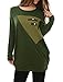 Allegra K Ladies Contrast Color Loose Tunic Green S